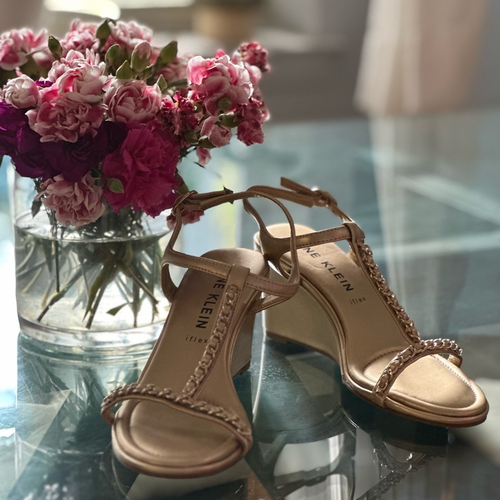Anne Klein Metallic Wedge Sandals
